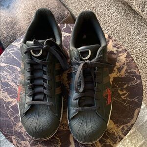 Adidas Men's Black Sneakers with Red Accents